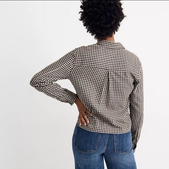 NWT MADEWELL Flannel Gingham Tie Front Shirt L - Picture 6 of 10